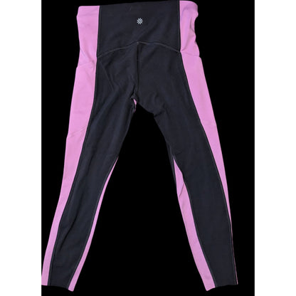 Athleta Pink Gray Leggings Athleisure Yoga Pants Colorblock Activewear Workout Leggings