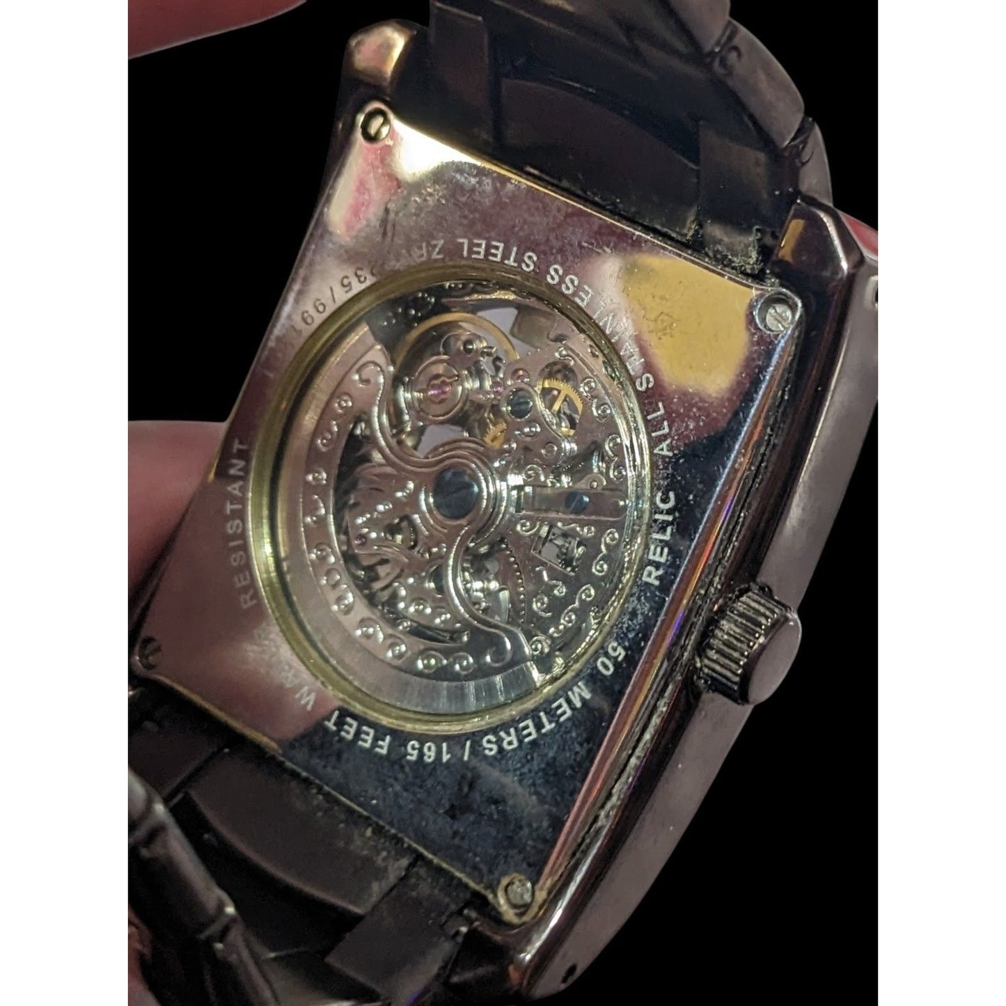 Relic Bronze Tone Steampunk Clear Window Gear Automatic Analog Watch