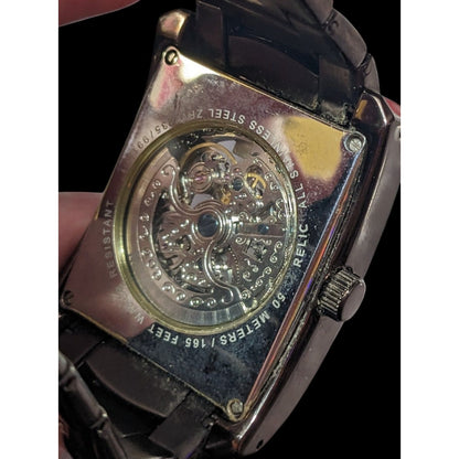 Relic Bronze Tone Steampunk Clear Window Gear Automatic Analog Watch