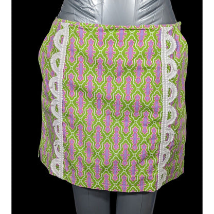 Sydney Elizabeth Preppy Pink And Green Lace Accent Skort Size 6