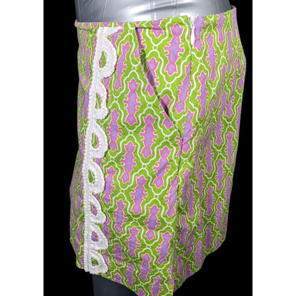 Sydney Elizabeth Preppy Pink And Green Lace Accent Skort Size 6