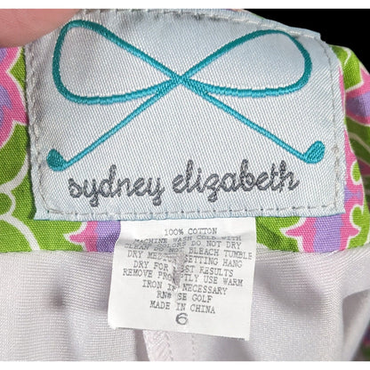 Sydney Elizabeth Preppy Pink And Green Lace Accent Skort Size 6