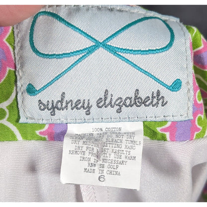Sydney Elizabeth Preppy Pink And Green Lace Accent Skort Size 6
