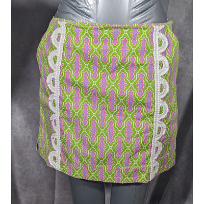 Sydney Elizabeth Preppy Pink And Green Lace Accent Skort Size 6