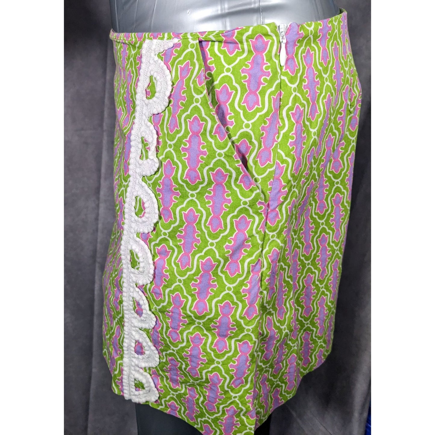 Sydney Elizabeth Preppy Pink And Green Lace Accent Skort Size 6