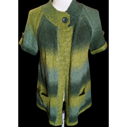 Dressbarn Cottagecore Green Striped Cardigan