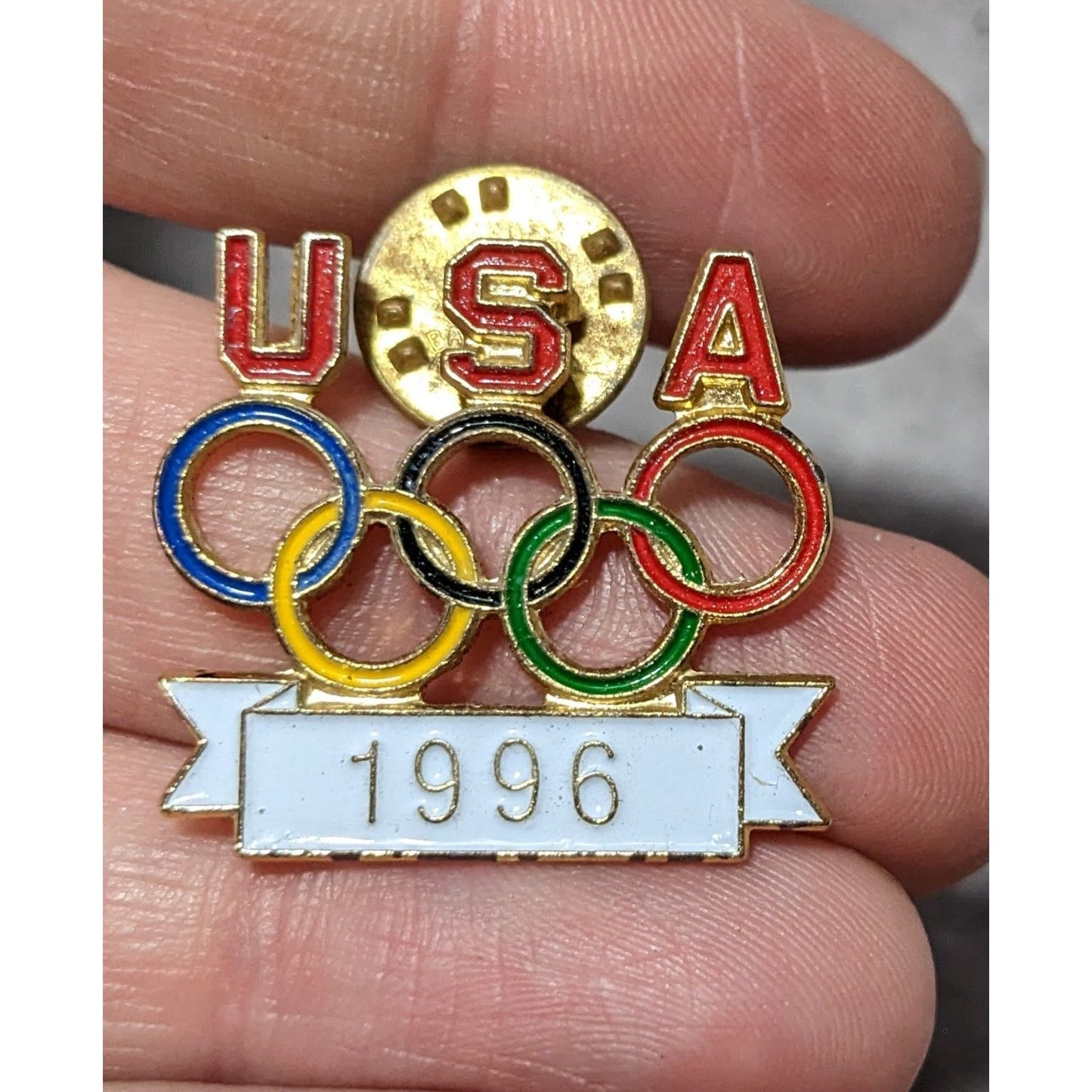 Vintage 1996 Official Olympic Rings Lapel Pin