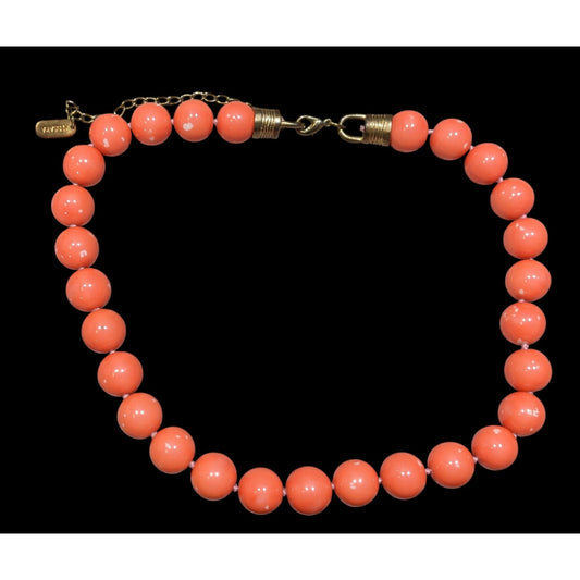 Vintage Kissaka Glass Beaded Necklace With Coral Tone Finish