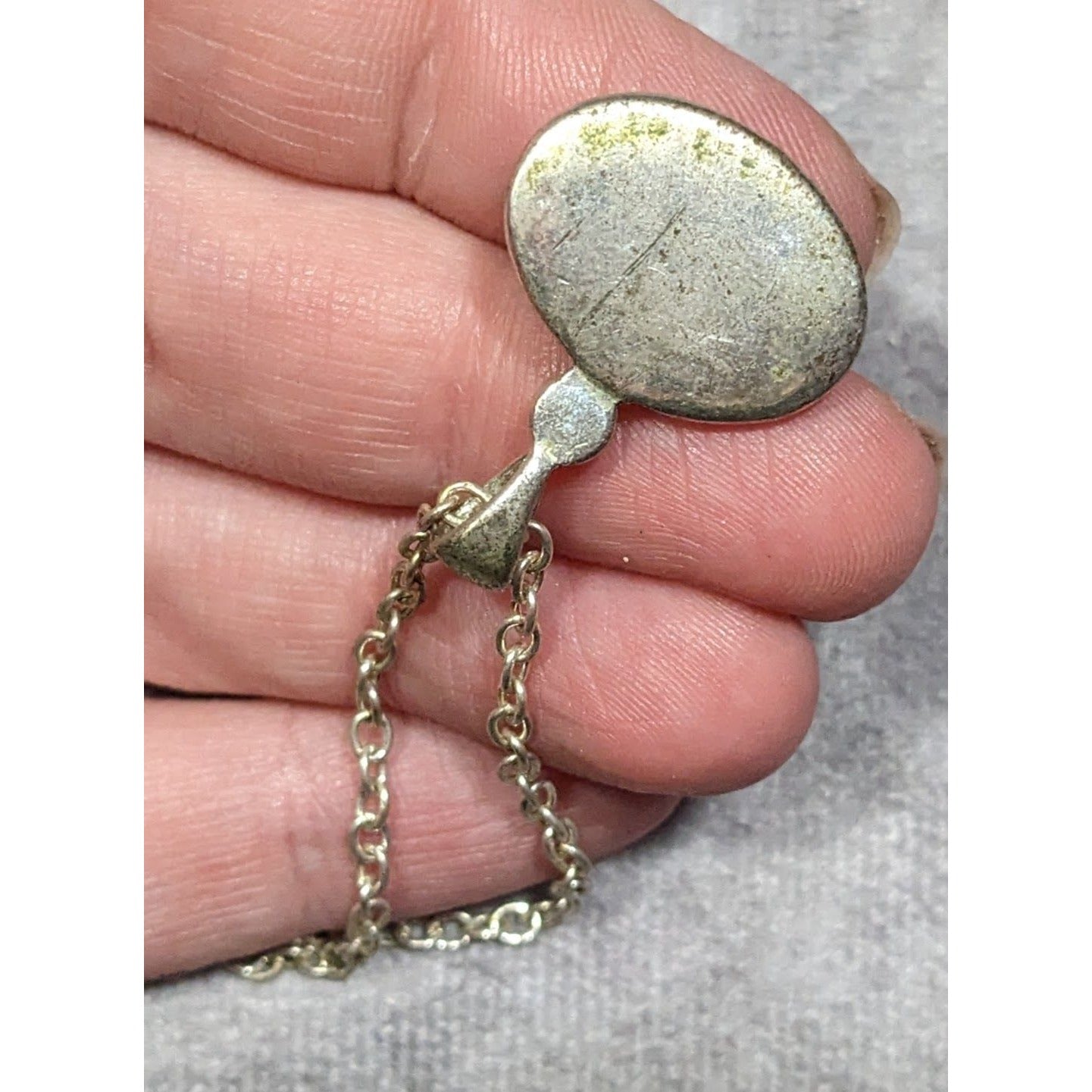 Whimsical Grey Faceted Cat Eye Glass Pendant Necklace With Rhinestone Accent