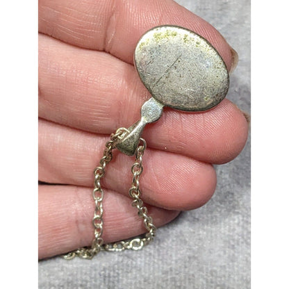 Whimsical Grey Faceted Cat Eye Glass Pendant Necklace With Rhinestone Accent