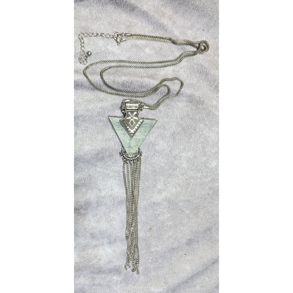 Southwestern Arrow And Chain Tassel Wood And Metal Necklace