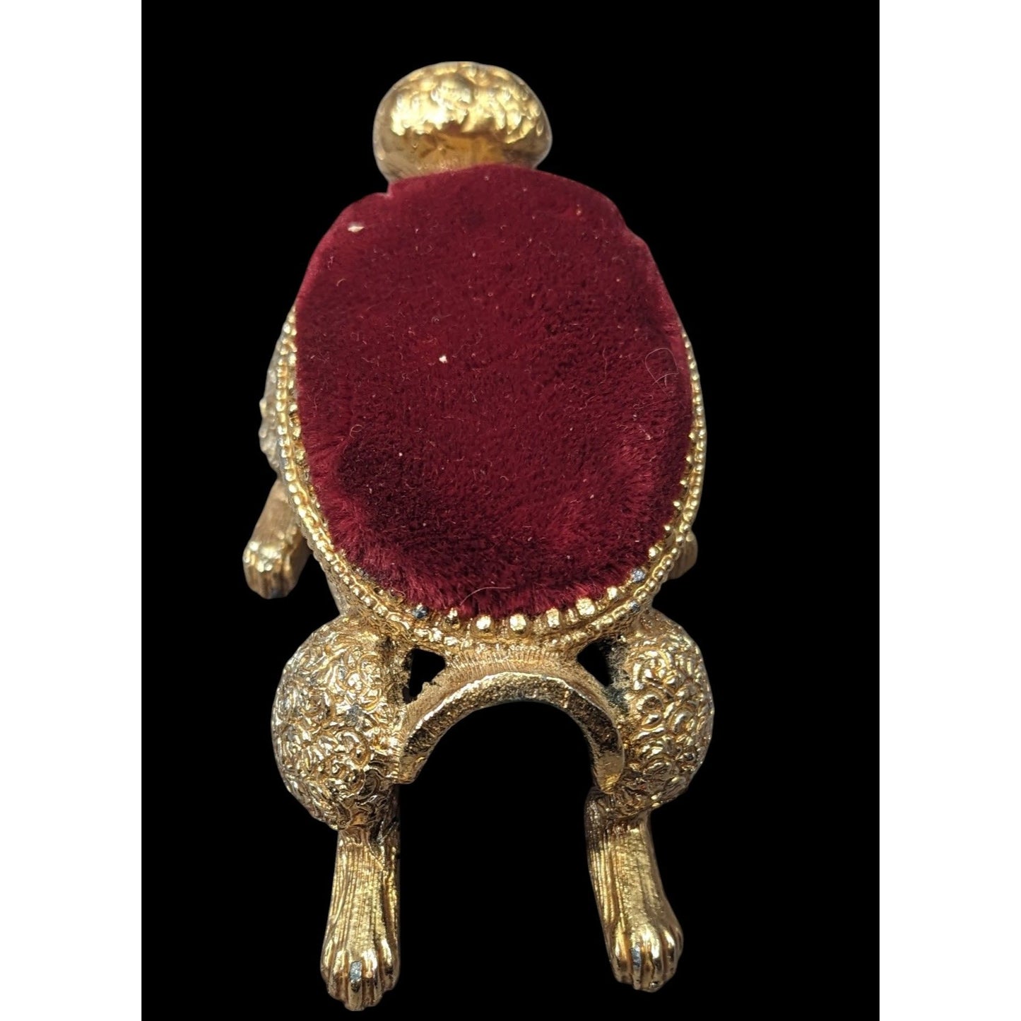 Vintage Florenza Gold Tone And Red Velvet Dog Pin Cushion (Missing Head)