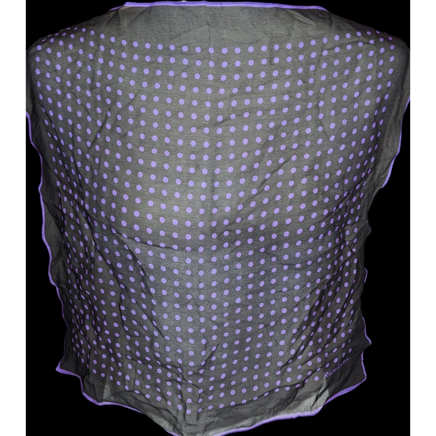 Preppy Goth Ralph Lauren Black And Purple Polka Dot Sheer Square Scarf