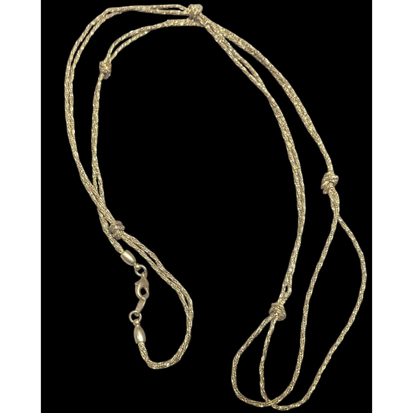 Vintage Elegant Avon Double Strand Knotted Gold Tone Chain Necklace