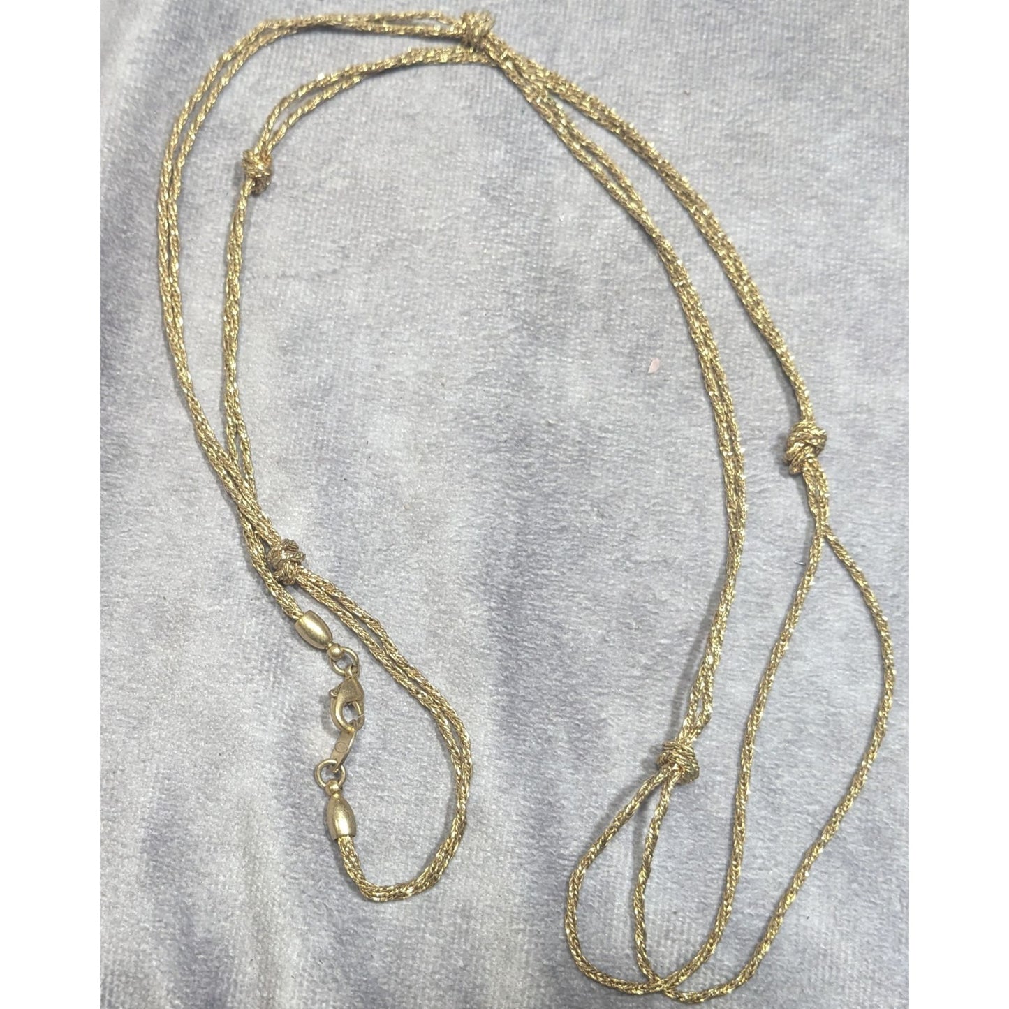 Vintage Elegant Avon Double Strand Knotted Gold Tone Chain Necklace