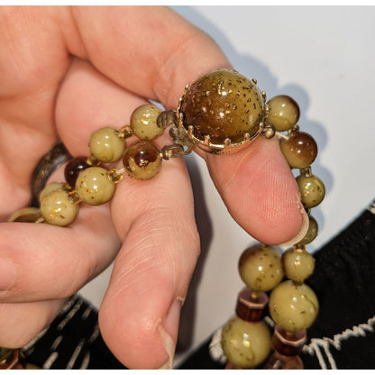Vintage Bohemian Beaded Necklace Earth Tones Made In Japan