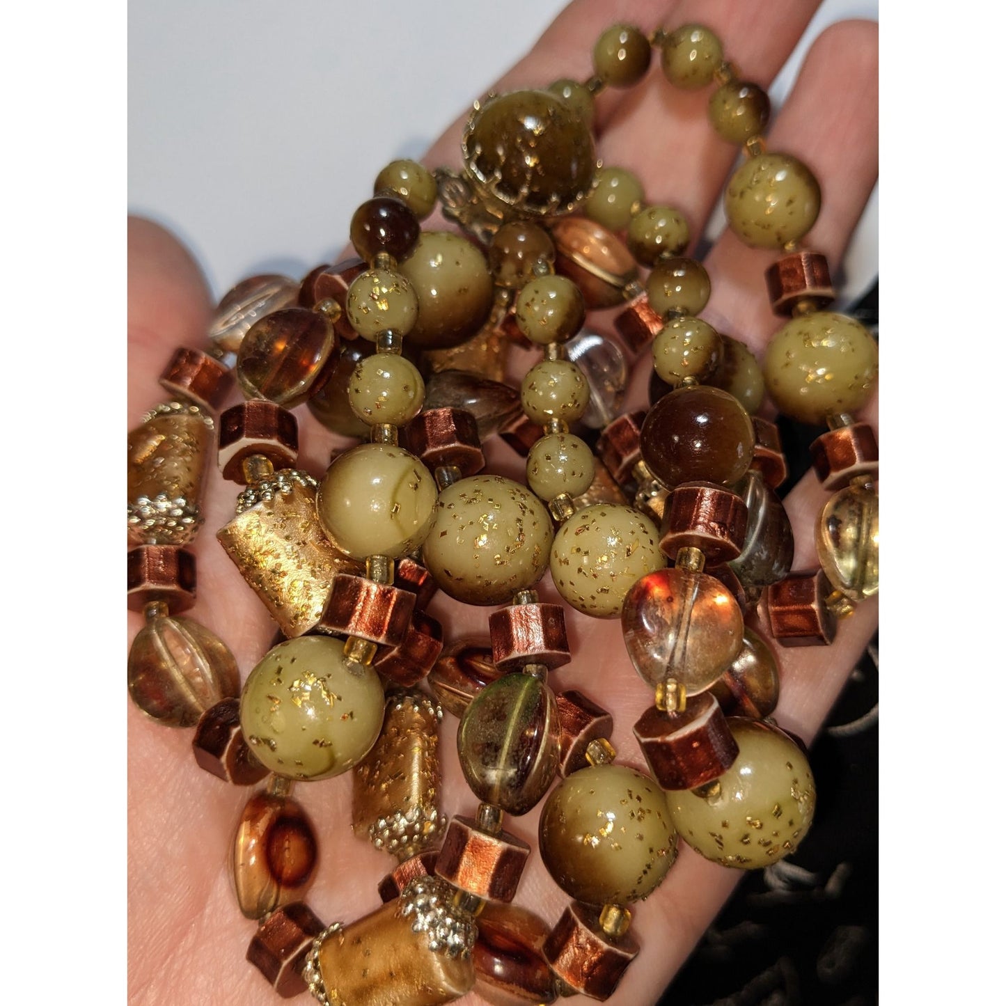 Vintage Bohemian Beaded Necklace Earth Tones Made In Japan