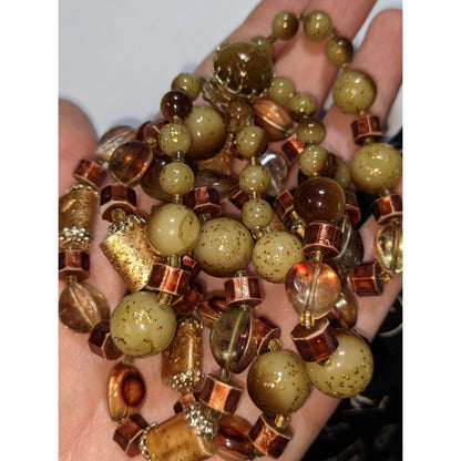 Vintage Bohemian Beaded Necklace Earth Tones Made In Japan