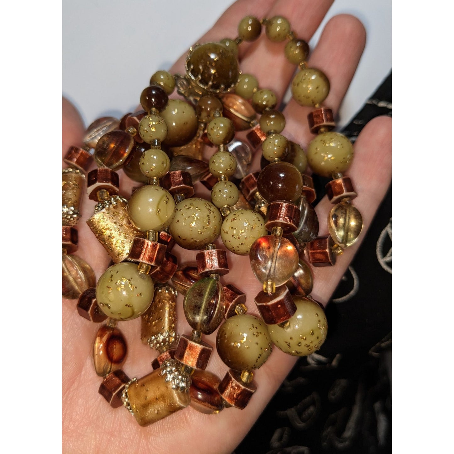 Vintage Bohemian Beaded Necklace Earth Tones Made In Japan