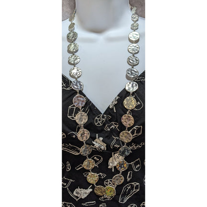 Vintage Chicos Brutalist Silver-Tone Disc Necklace