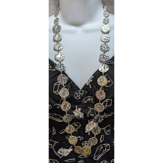 Vintage Chicos Brutalist Silver-Tone Disc Necklace