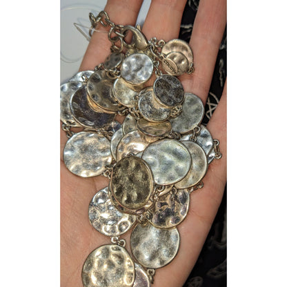 Vintage Chicos Brutalist Silver-Tone Disc Necklace