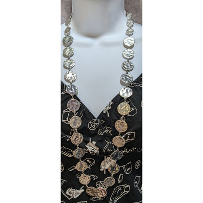 Vintage Chicos Brutalist Silver-Tone Disc Necklace
