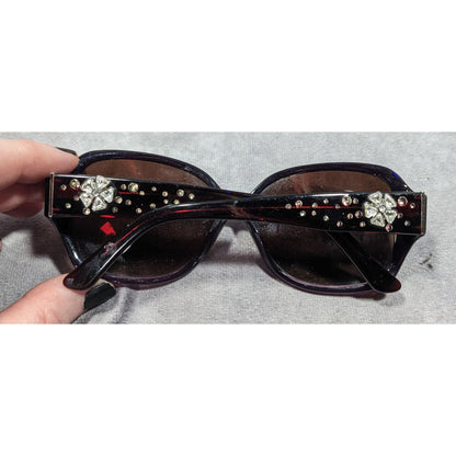 Solvari Bonita1 Purple Floral Rhinestone Retro Sunglasses