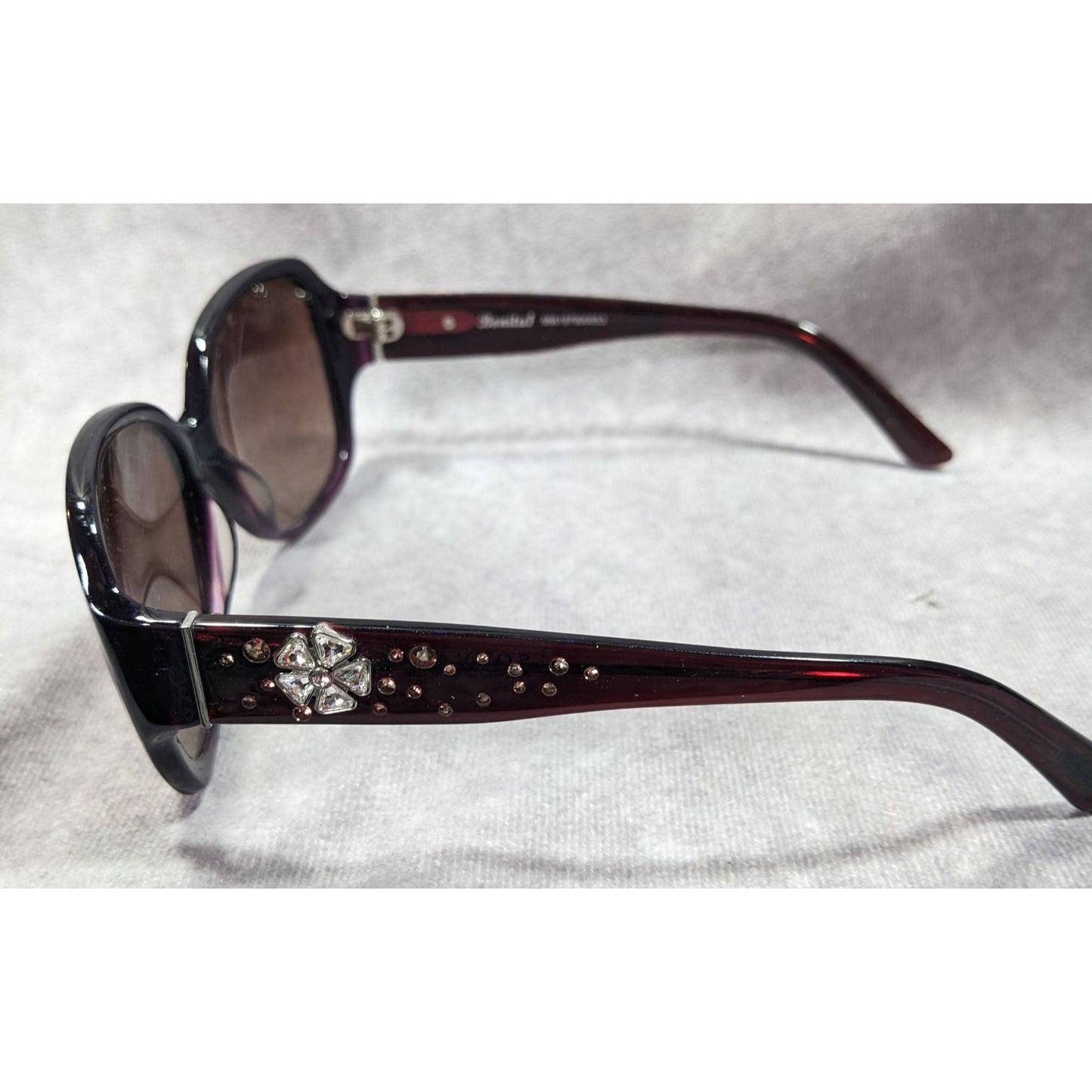 Solvari Bonita1 Purple Floral Rhinestone Retro Sunglasses