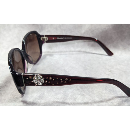 Solvari Bonita1 Purple Floral Rhinestone Retro Sunglasses