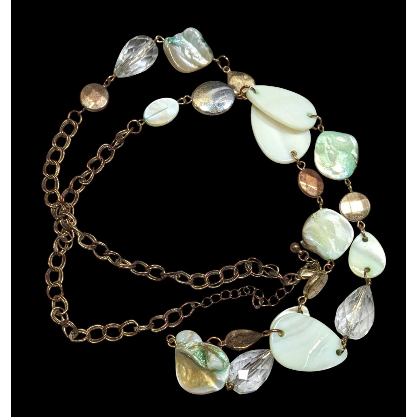 Mermaidcore Shell Glass And Metal Beaded Necklace