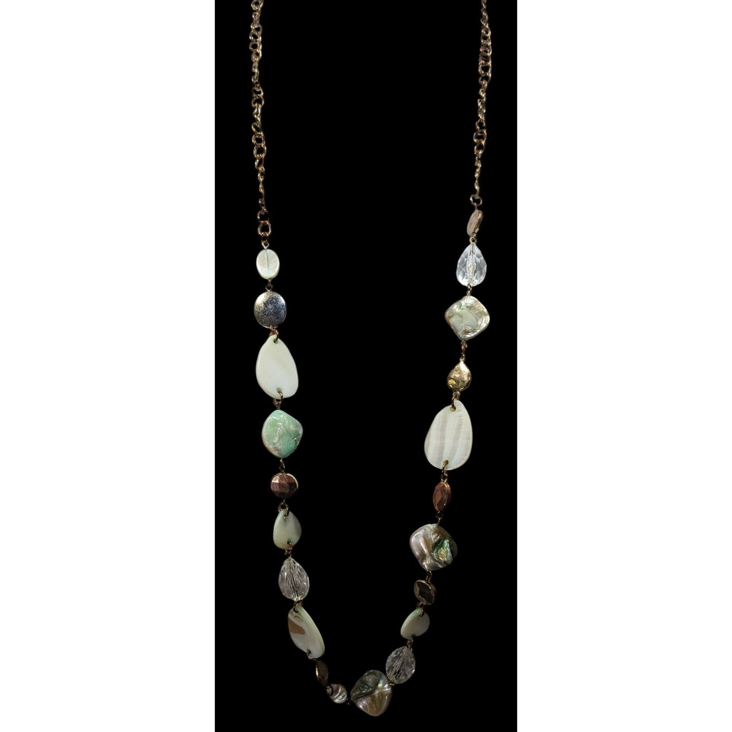 Mermaidcore Shell Glass And Metal Beaded Necklace