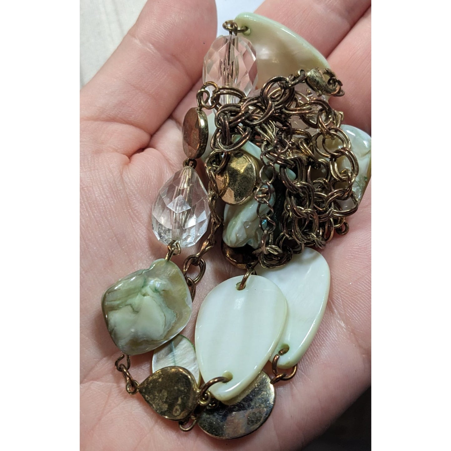 Mermaidcore Shell Glass And Metal Beaded Necklace