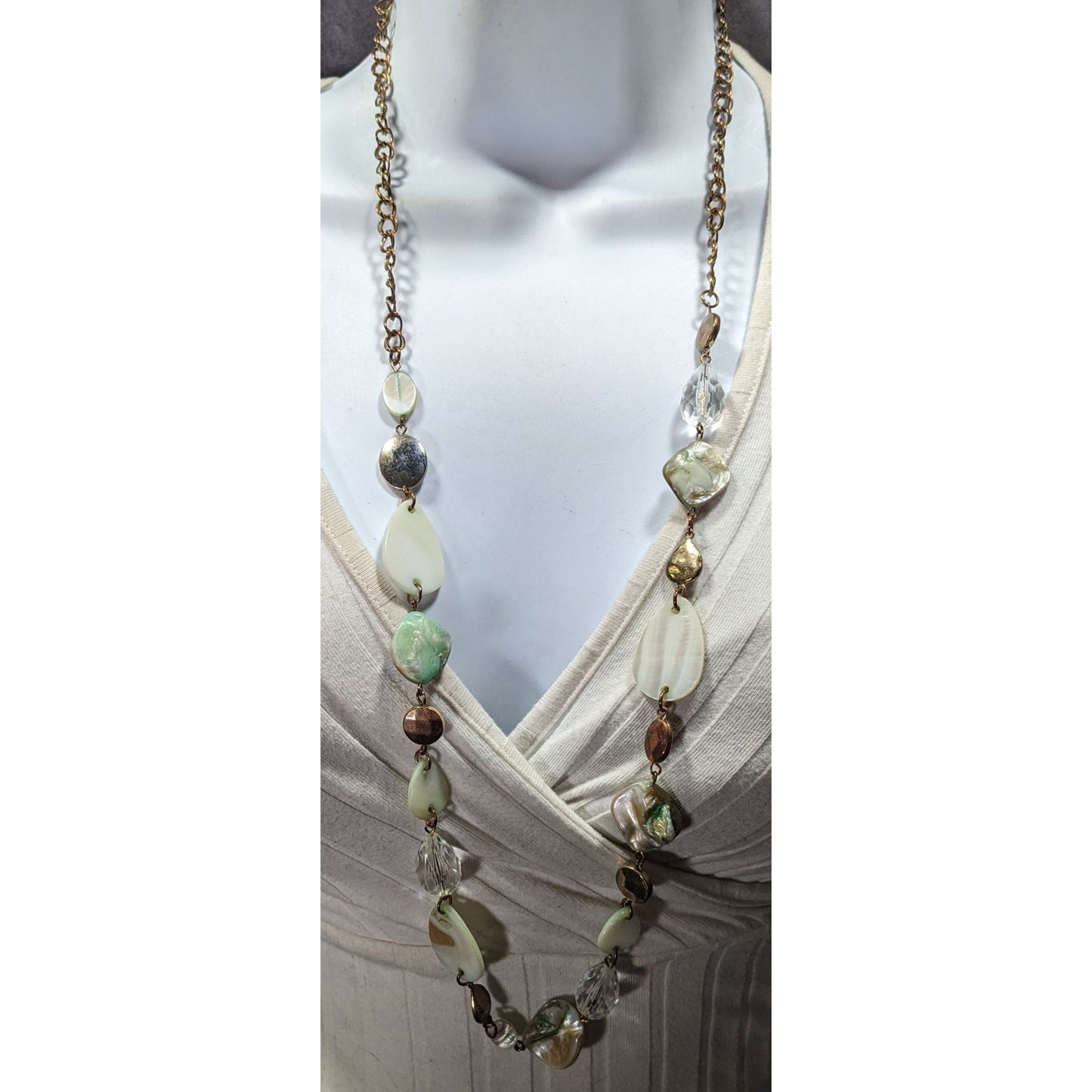 Mermaidcore Shell Glass And Metal Beaded Necklace