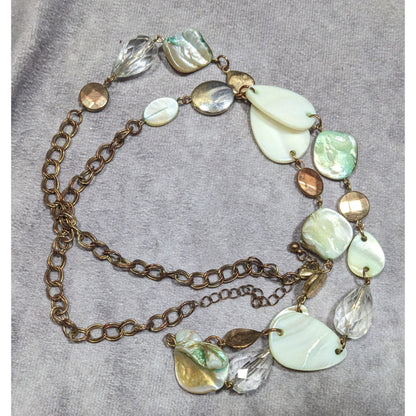 Mermaidcore Shell Glass And Metal Beaded Necklace