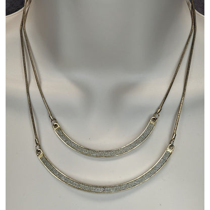 Claires Double Layer Glitter Crescent Necklace