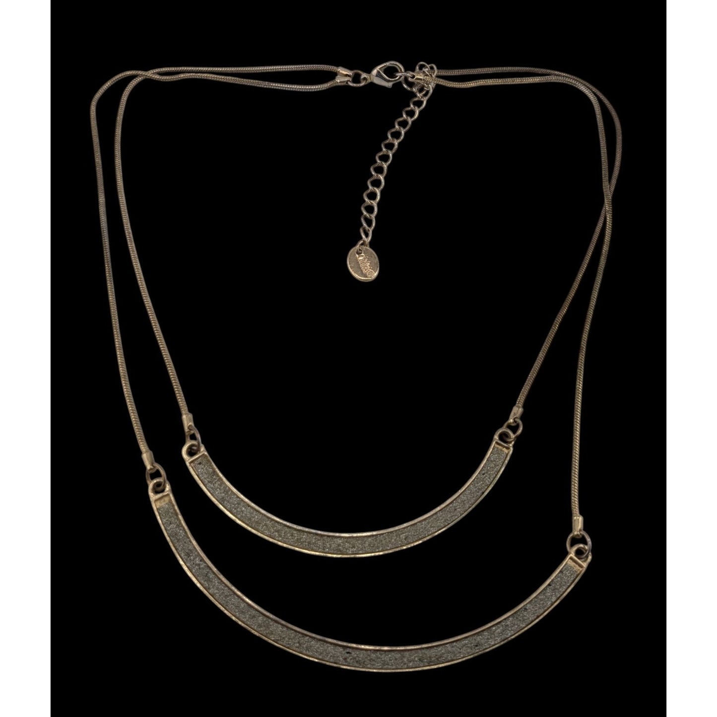 Claires Double Layer Glitter Crescent Necklace