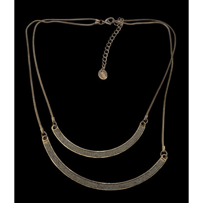 Claires Double Layer Glitter Crescent Necklace