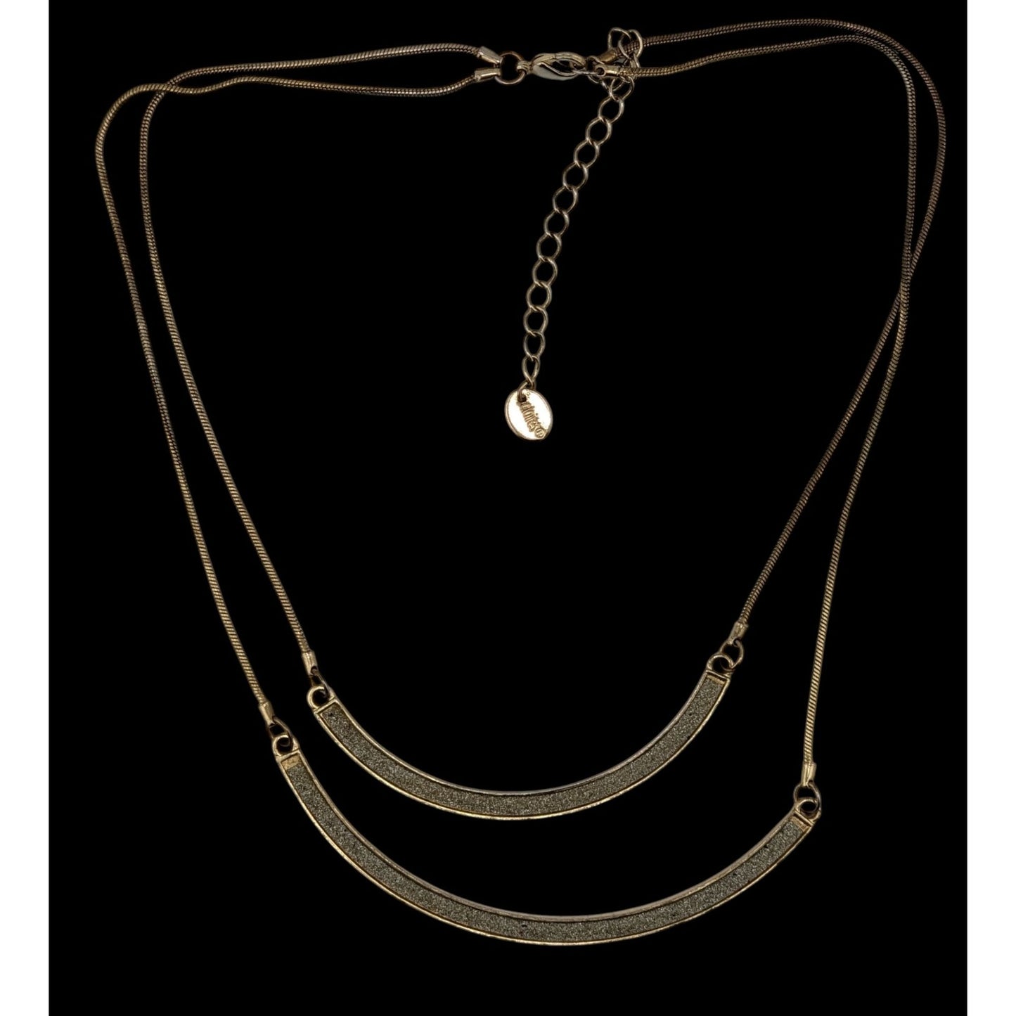 Claires Double Layer Glitter Crescent Necklace
