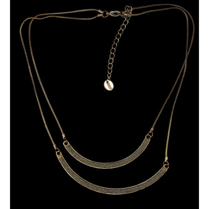 Claires Double Layer Glitter Crescent Necklace