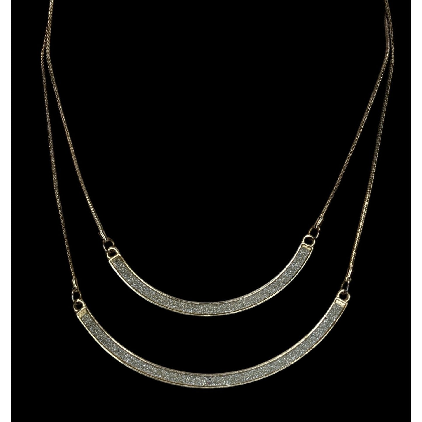 Claires Double Layer Glitter Crescent Necklace