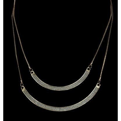 Claires Double Layer Glitter Crescent Necklace