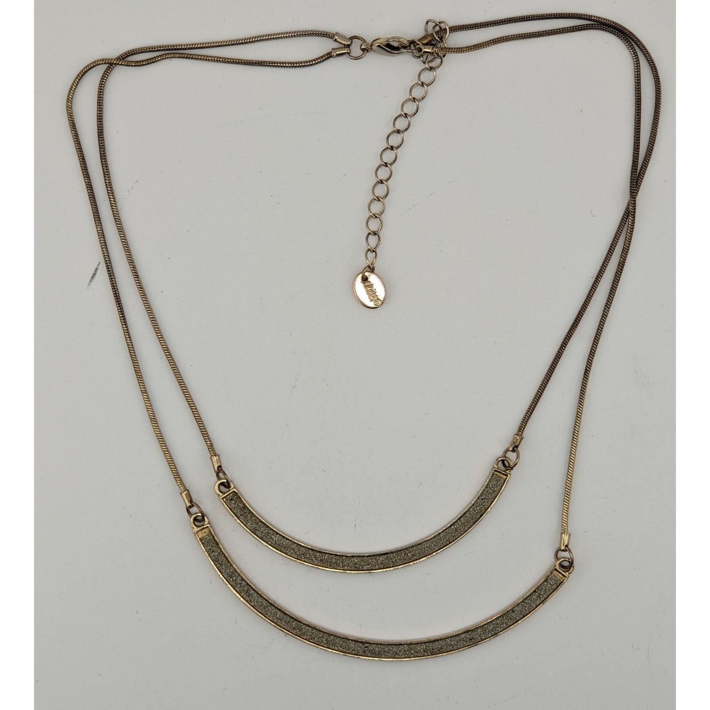 Claires Double Layer Glitter Crescent Necklace