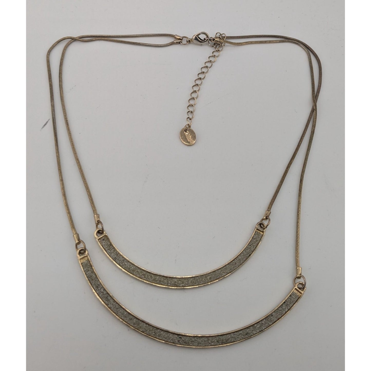 Claires Double Layer Glitter Crescent Necklace