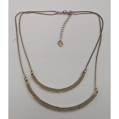 Claires Double Layer Glitter Crescent Necklace