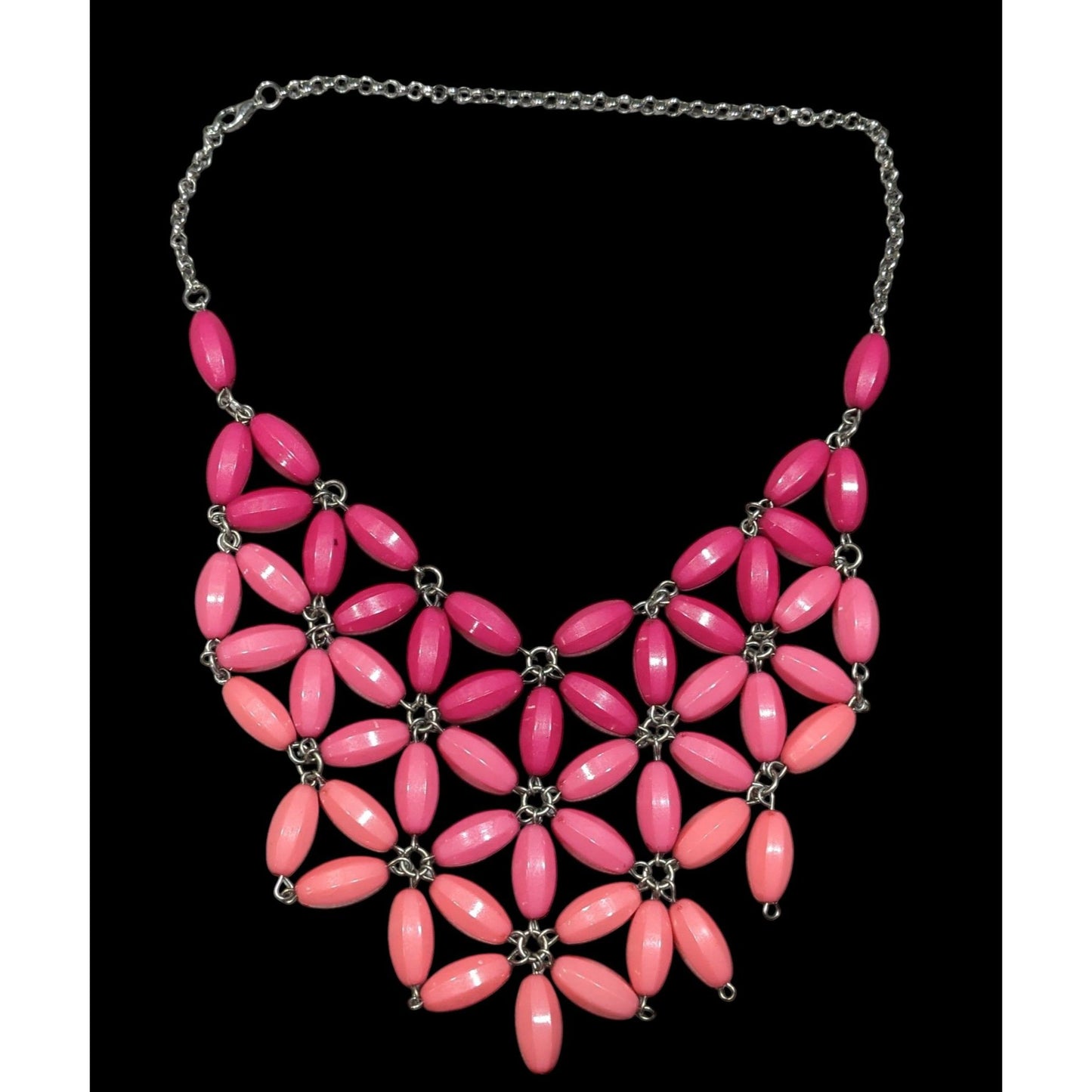 Fairycore Pink Ombre Beaded Floral Bib Necklace
