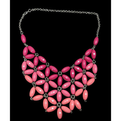 Fairycore Pink Ombre Beaded Floral Bib Necklace