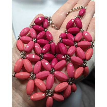 Fairycore Pink Ombre Beaded Floral Bib Necklace