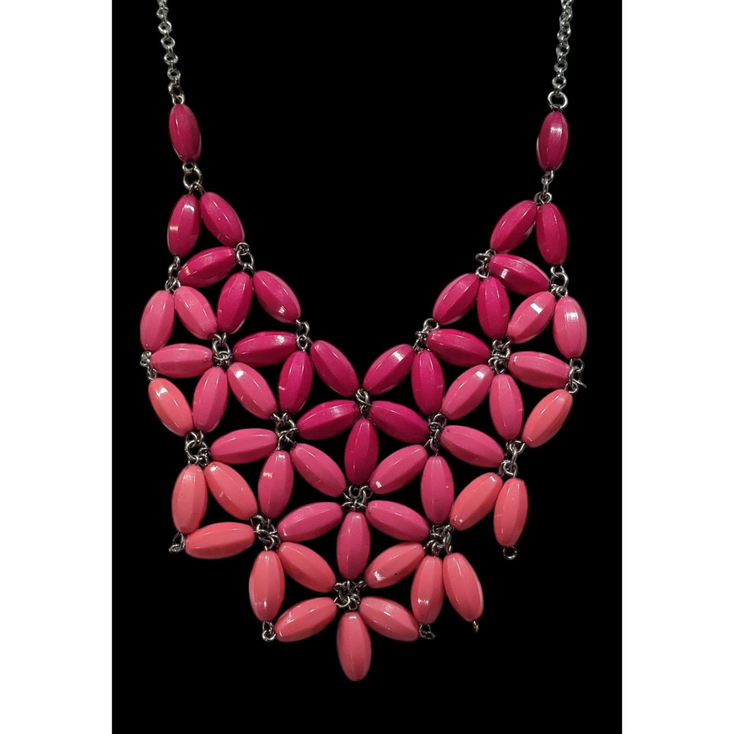 Fairycore Pink Ombre Beaded Floral Bib Necklace
