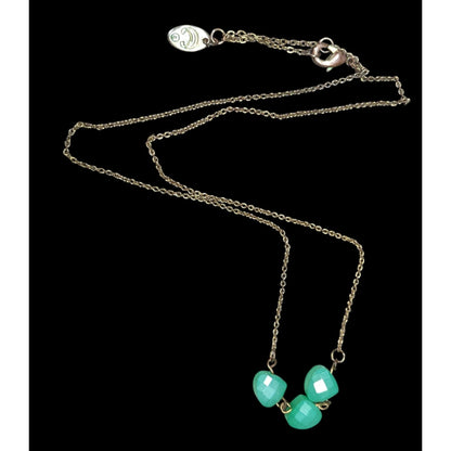Charming Charlie Minimalist Green Faceted Gem Necklace